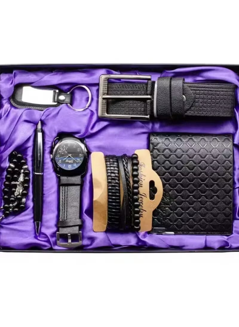 OLUDENIZ Men's Gifts Black Edition Ultimate Men’s Luxury Gift Set with Watch, Wallet & Accessories - Image 2